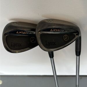 Two (2) Lynx 52 & 56 degree RH Golf Club pitching wedge steel shaft Box Groove